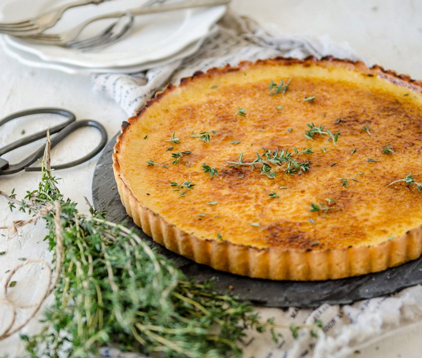 thyme brulee tart