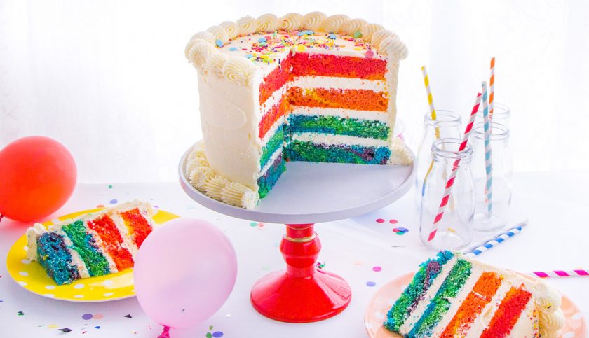 marble rainbow party cake