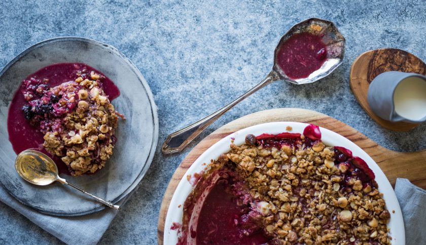 berry white choc coconut crumble