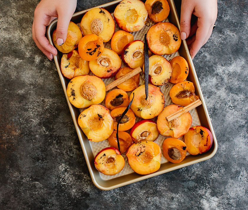 tray roasted summer fruit