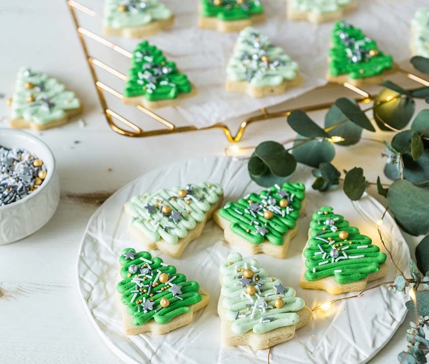 Christmas tree sugar cookies