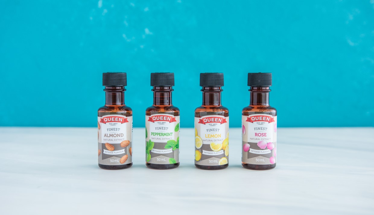 Finest Natural Extracts Essences Flavours Rose Almond Peppermint Lemon