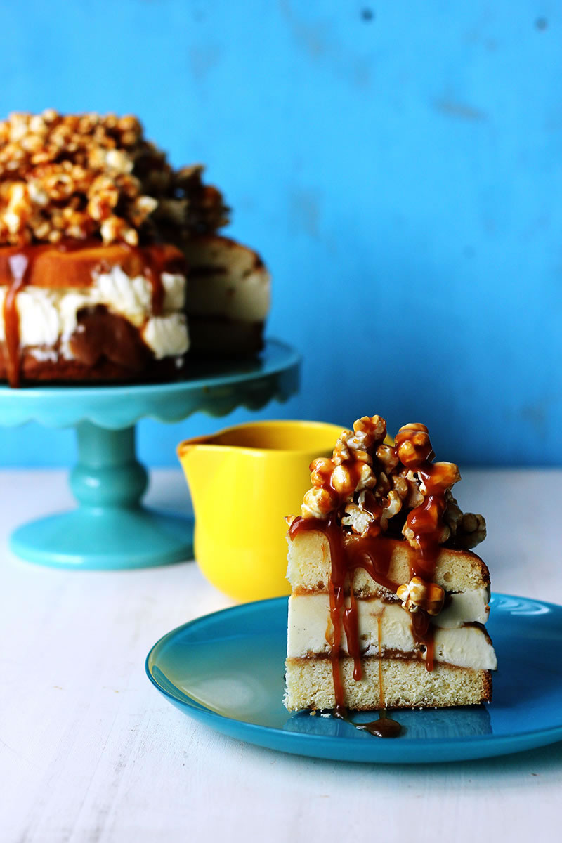 Salted Caramel Popcorn Ice Cream Cake 5