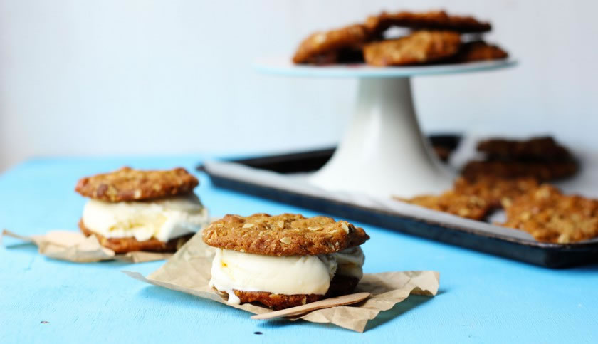 Salty Pecan, Vanilla & Oat Ice Cream Sandwiches